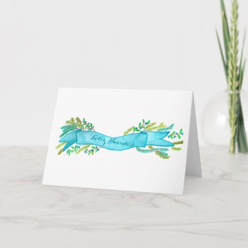 Feliz Navidad watercolor Christmas banner Holiday Card