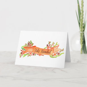 Feliz Navidad, watercolor Christmas banner Holiday Card
