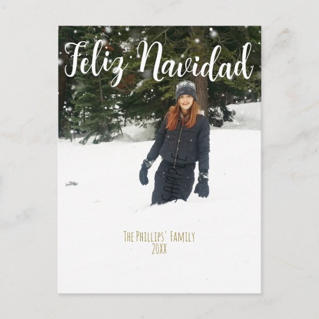FELIZ NAVIDAD White Type Custom Holiday Photo (Front)