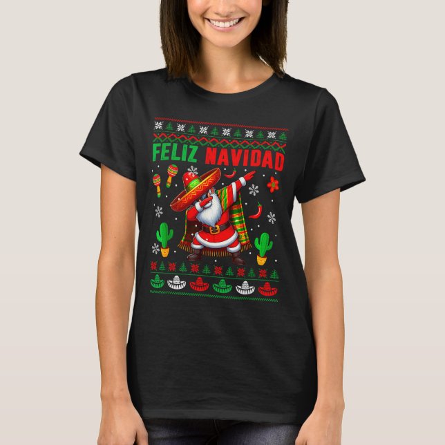Feliz Navidad Xmas Sweater Santa Sombrero Dabbing  (Front)