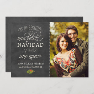 Feliz Navidad y Año Nuevo Deseos Negro Pizarra Invitation