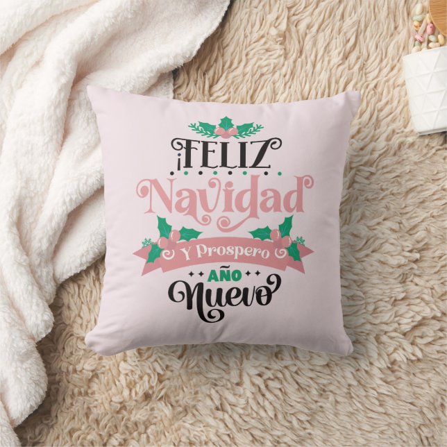 Feliz navidad y prospero ano nuevo christmas throw pillow (Blanket)