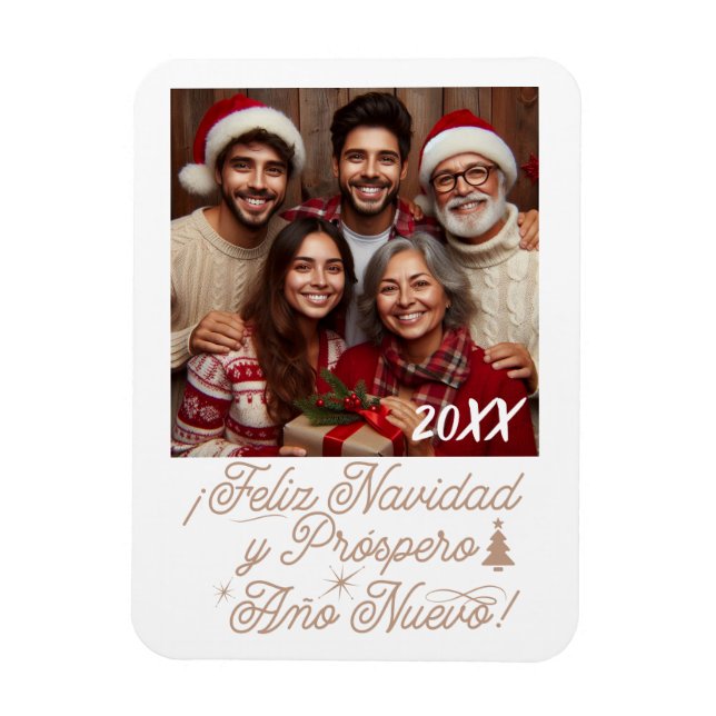 Feliz Navidad y Próspero Año Nuevo con Foto Magnet (Vertical)