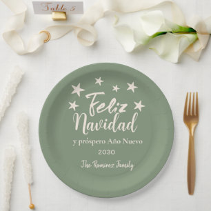 Feliz Navidad y próspero Año Nuevo Holiday Party Paper Plates