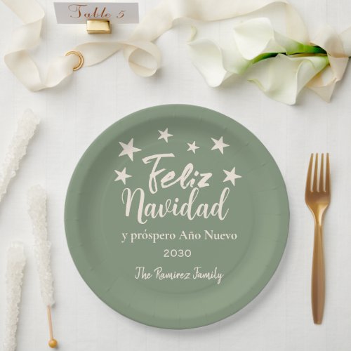 Feliz Navidad  y prspero Ao Nuevo Holiday Party  Paper Plates