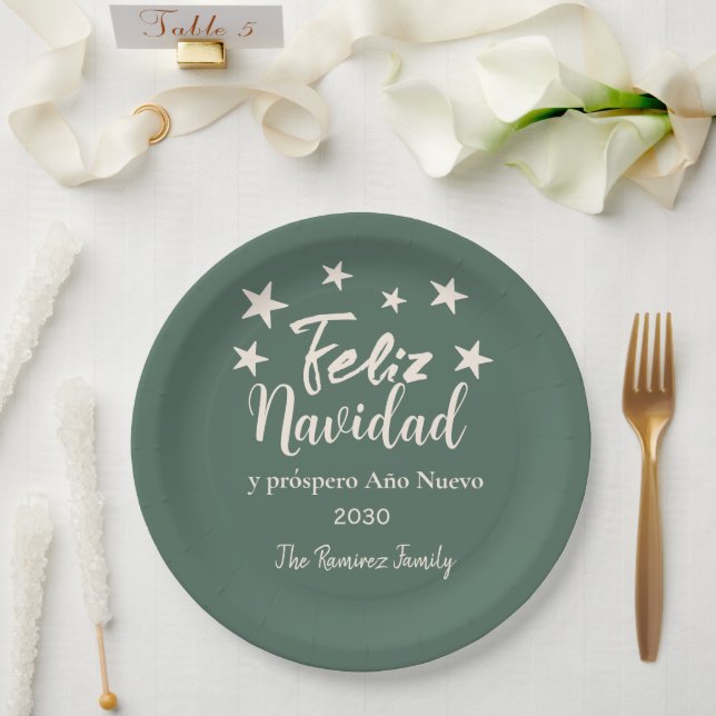 Feliz Navidad  y próspero Año Nuevo Holiday Party  Paper Plates (Wedding)