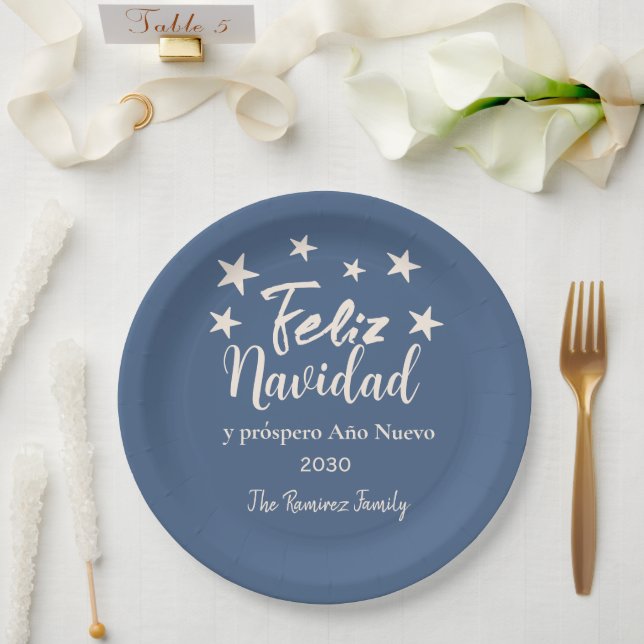 Feliz Navidad  y próspero Año Nuevo Holiday Party  Paper Plates (Wedding)