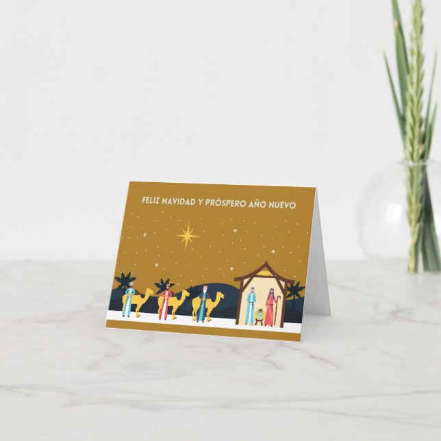 Feliz Navidad y próspero Año Nuevo, Spanish  Card (Front)