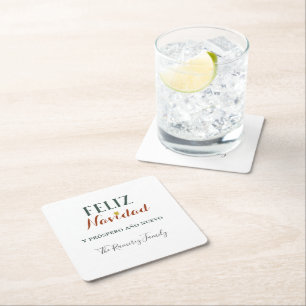 Feliz Navidad y prospero ano nuevo Square Paper Coaster