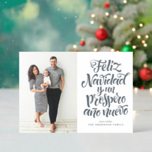 Feliz Navidad y un Próspero Año Spanish Christmas Letterpress Photo Cards
