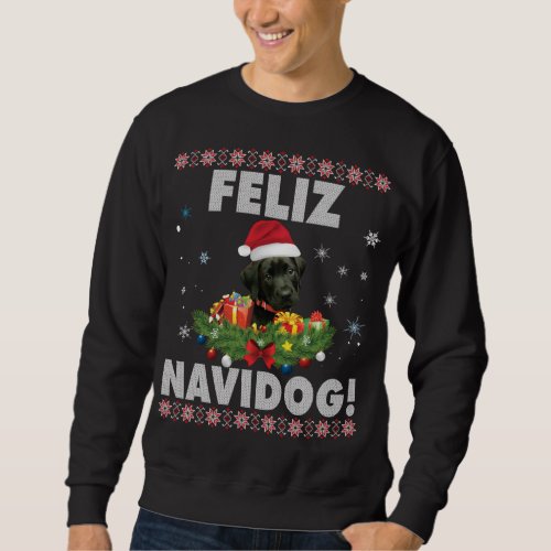 Feliz Navidog Black Labrador Dog Ugly Sweater Chri