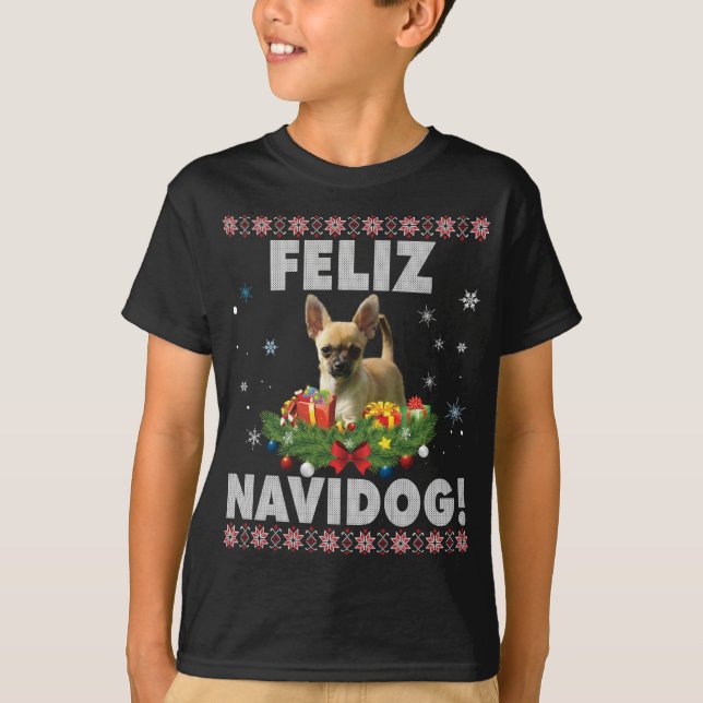 Feliz Navidog Chihuahua Dog Ugly Sweater Santa Chr (Front)