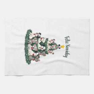 Feliz Navidog Christmas Dog T-Shirt, Funny Cute Xm Kitchen Towel