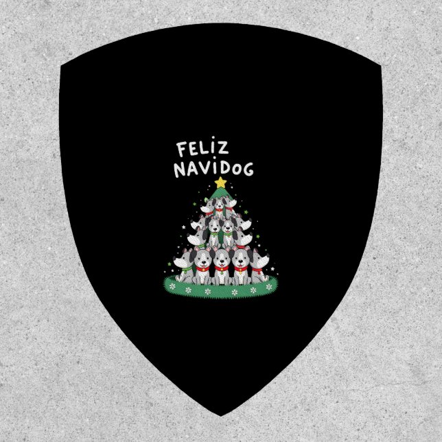 Feliz Navidog Christmas Dog T-Shirt, Funny Cute Xm Patch (Front)