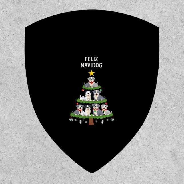 Feliz Navidog Christmas Dog T-Shirt, Funny Cute Xm Patch (Front)