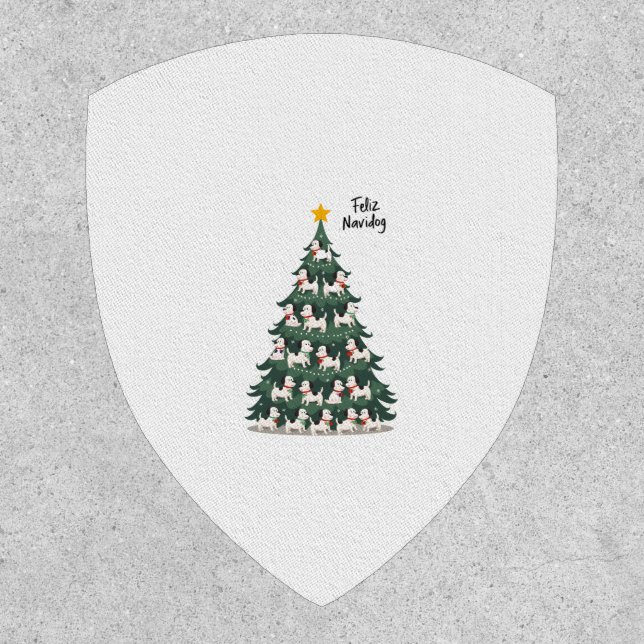 Feliz Navidog Christmas Dog T-Shirt, Funny Cute Xm Patch (Front)
