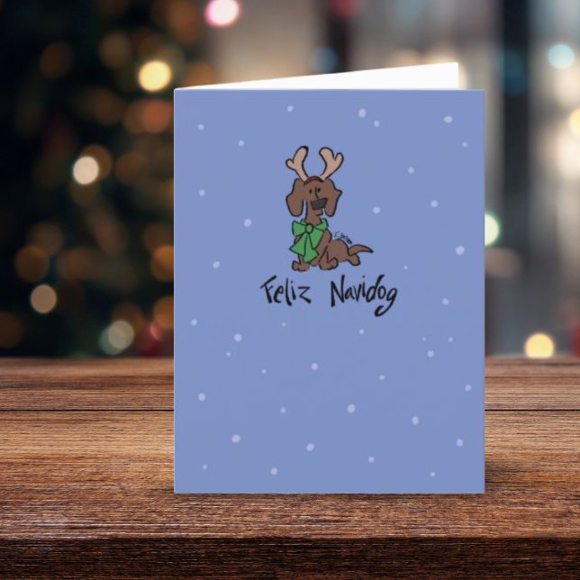 Feliz Navidog Cute Dachshund Reindeer Holiday Card (Creator Uploaded)