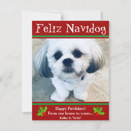 Feliz Navidog Dog Christmas Funny Photo Card