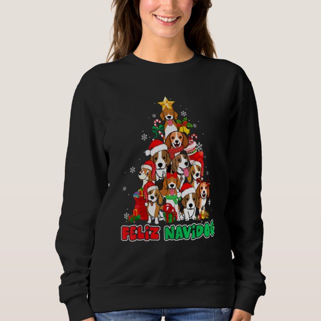 Feliz Navidog Feliz Navidad Christmas Beagle Dog Sweatshirt (Front)