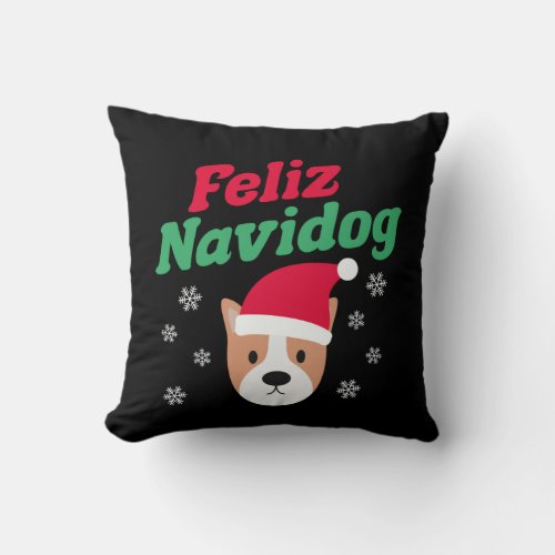 Feliz Navidog Funny Christmas Pun Throw Pillow