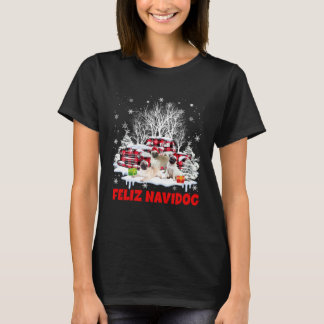 Feliz Navidog Merry Christmas Santa Pug Dog Plaid T-Shirt