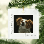 Feliz Navidog | Pet Photo Christmas Tree Metal Ornament<br><div class="desc">Include your pets with our 'Feliz Navidog' pet Christmas tree ornaments! These fun tree decorations feature an endearing picture of your beloved dog, a template greeting message which reads 'Feliz Navidog', and personalized with your pets name and the year. Celebrate the spirit of Christmas and create lasting memories with this...</div>