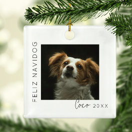 Feliz Navidog Pet Photo Christmas Tree Metal Ornament