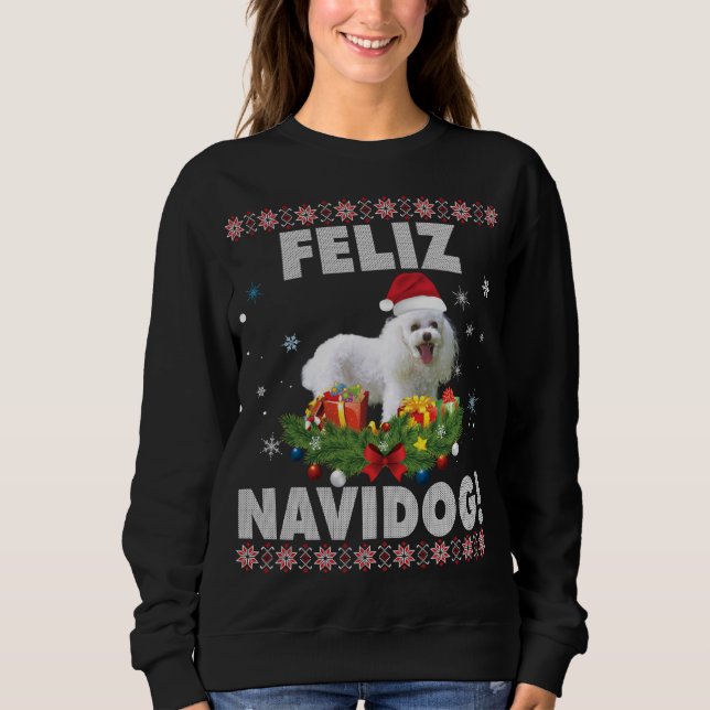 Feliz Navidog Poodle Dog Ugly Sweater Christmas Sa (Front)