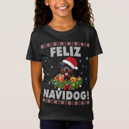 Feliz Navidog Rottweiler Dog Ugly Sweater Santa Ch