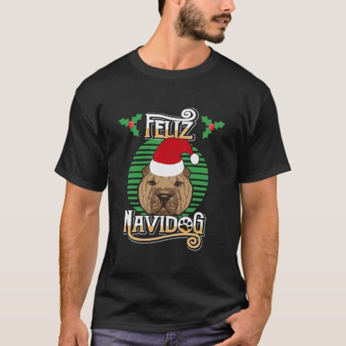 Feliz Navidog Shar Pei Dog Holiday Merry Christmas T_Shirt