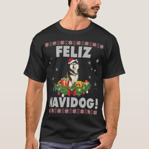 Feliz Navidog Siberian Husky Dog Ugly Sweater Chri