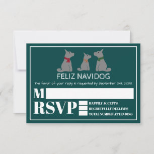 Feliz Navidog, Spanish Christmas Party RSVP Card