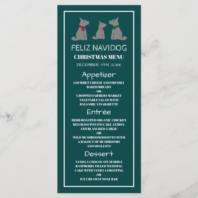 Feliz Navidog, Spanish Style Christmas Menu (Front)