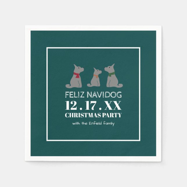 Feliz Navidog, Spanish Style Christmas Napkins (Front)