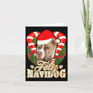 Feliz Navidog Tbull With Santa Claus Hat Ttie Chri Card