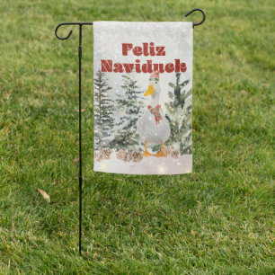 Feliz Naviduck Watercolor Duck Garden Flag