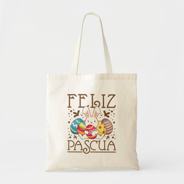 Feliz Pascua Happy Easter Spanish  Tote Bag (Front)