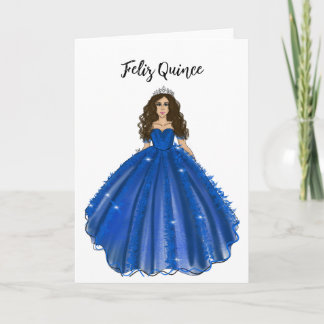 Feliz Quince - Dark Blue Quinceañera Birthday  Card