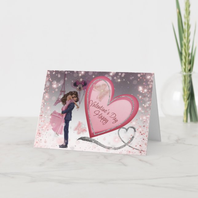  feliz Valentin de Torre Eiffel Holiday Card (Front)