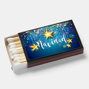 Felize Navidad Gold Stars Christmas  Matchboxes