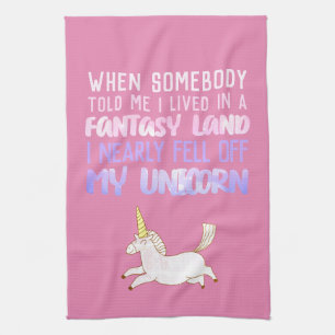 fell off my unicorn, girly gifts, cutesy kitchen towel