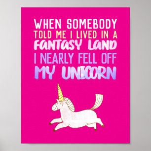 fell off my unicorn, girly gifts, cutesy, poster