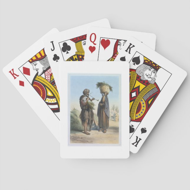 Fellah Man and Woman, illustration from 'The Valle Poker Cards (Back)