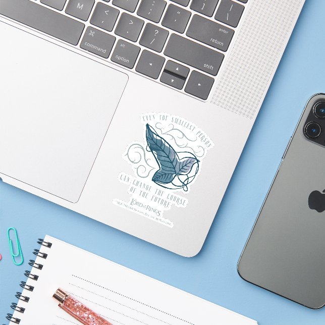 Fellowship Elven Brooch Quote Graphic Sticker (Laptop w/ iPhone)