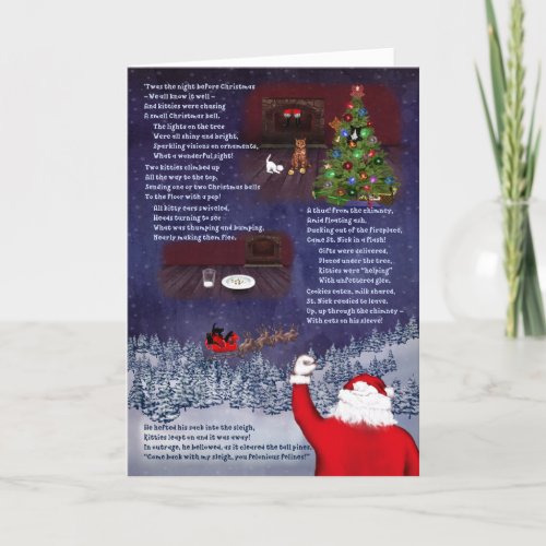 Felonious Felines St Nick  Four Cats Christmas Holiday Card