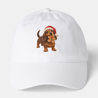Felt Dachshund Christmas Puppy with Gingerbread Hat
