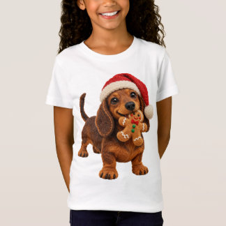 Felt Dachshund Christmas Puppy with Gingerbread T-Shirt