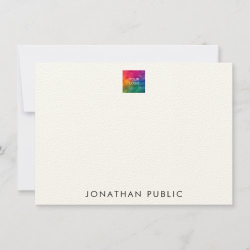 Felt Ecru Upload Your Own Logo Professional Note Card
