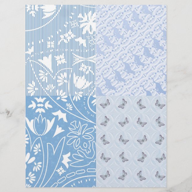 Felt Finish paper Pastel blue butterflies/cats (Front)