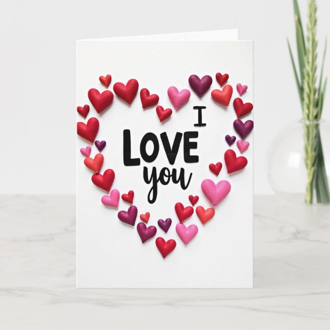Felt Heart Shaped I Love You Card (Front)